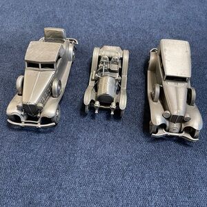 Danbury Mint Pewter Vintage Car Collection- 3 pieces